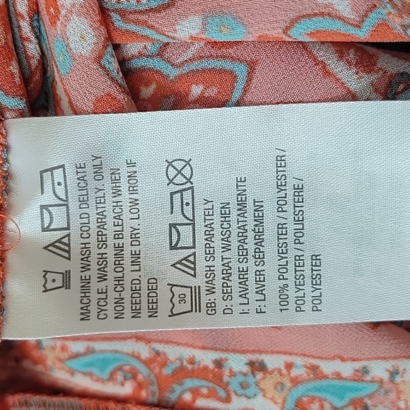 Belle by Kim Gravel Pink Orange Paisley Bell Sleeve Blouse and Tank Set Size 1X - Picture 9 of 9